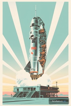 Rocket — Retro space poster
