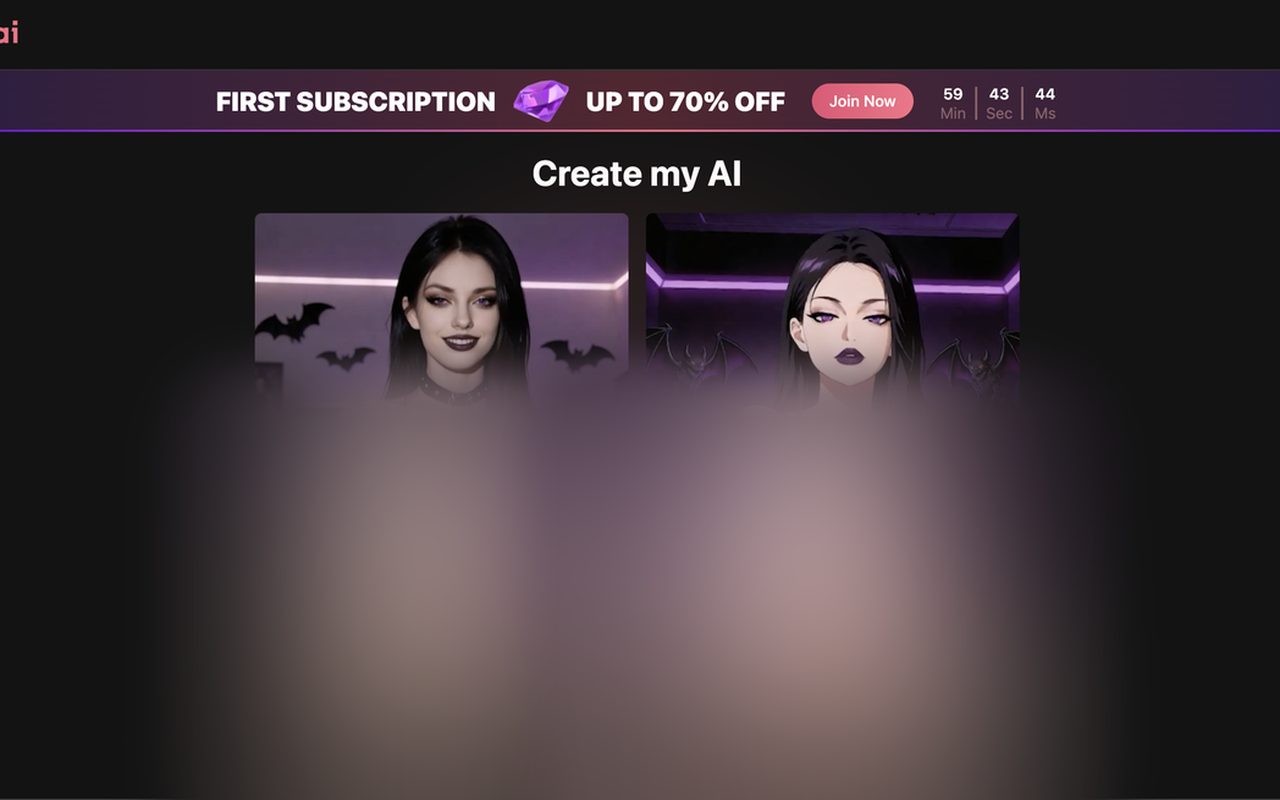 AI girlfriend app (explicit region blurred)