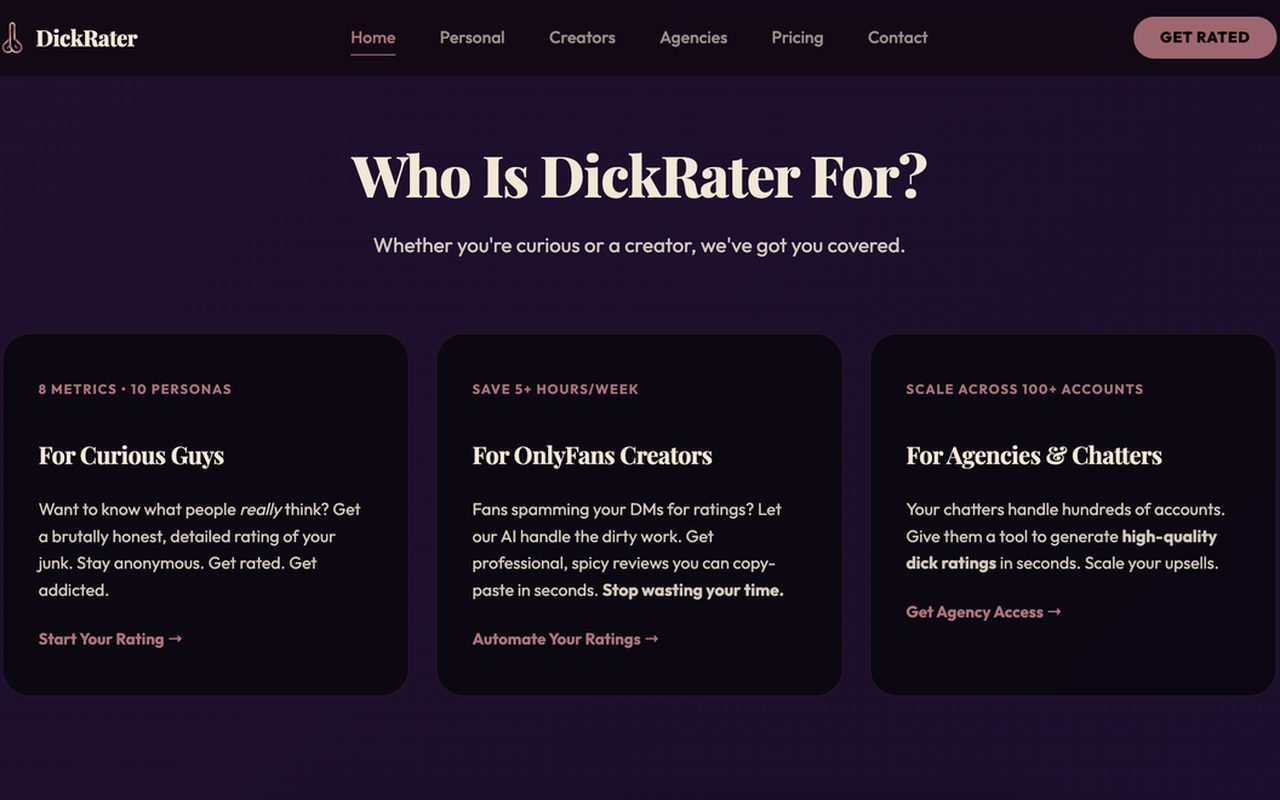 DickRater audience page