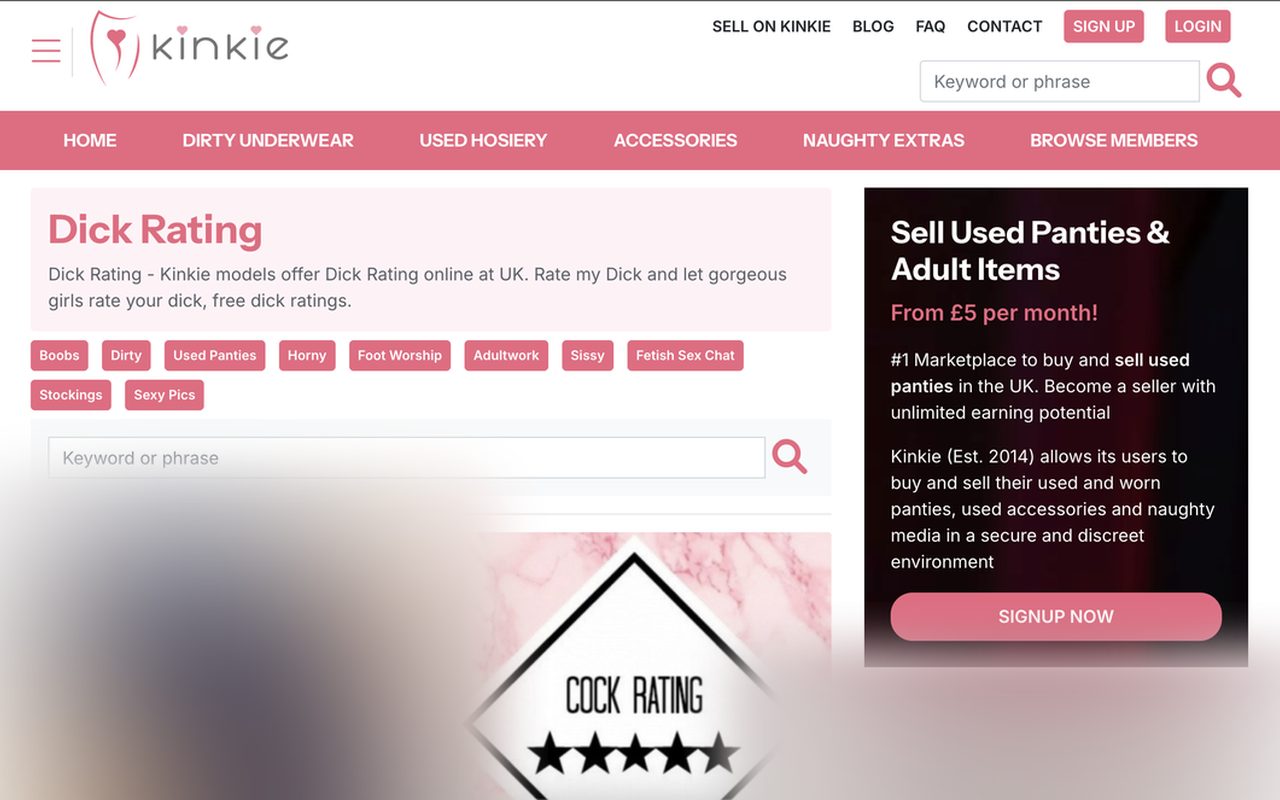 Kinkie dick-rating listings (explicit region blurred)